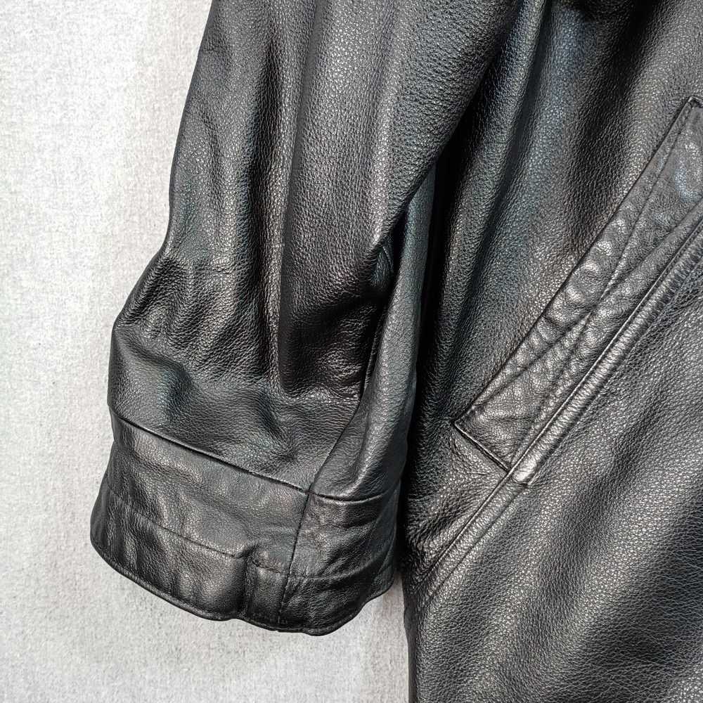 Vintage 90s Wilsons Leather Mens L Black Leather Jacket Oversized Bomber Grunge - Picture 8 of 16